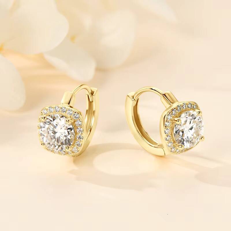 Sparkling Wedding Jewelry 925 Sterling Silver 65mm D112CT Luxury Halo Full Moissanite Diamond Hoop Earrings for Women Girls