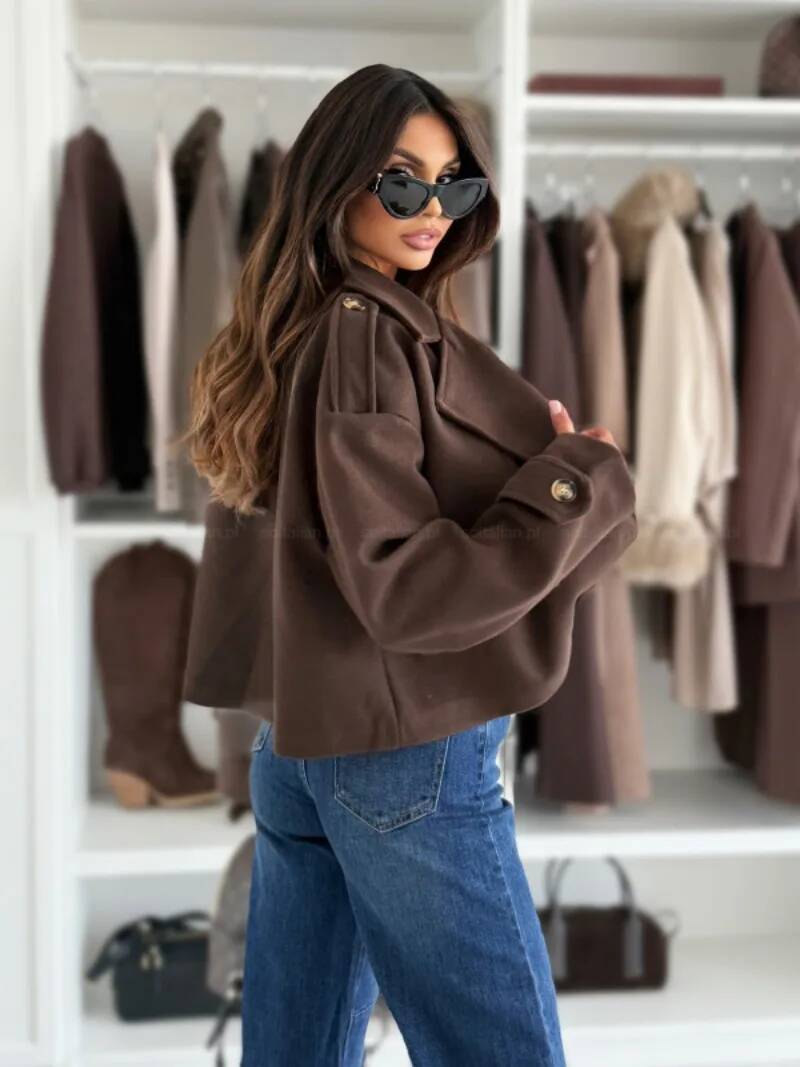 winter jacket women Women Fall Winter Coat Short Type Turn-down Collar Solid Color Loose Button Closure Cardigan OL Commuting Jacket Lady Outwear