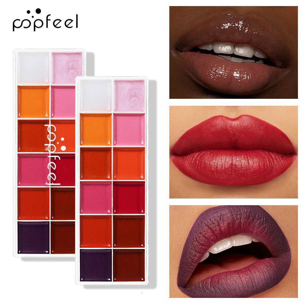POPFEEL 2Color Pearl Matte Lip Gloss Palette 2in Longlasting Lipstick and Blush with Lightweight Moisturizing Matte W251027