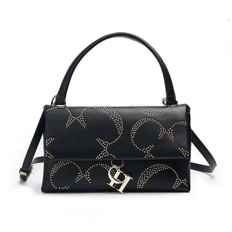 Metallic Rivet Decoration Bags Brand Fashion Designer Gold Women's Chain Crossbody Bag