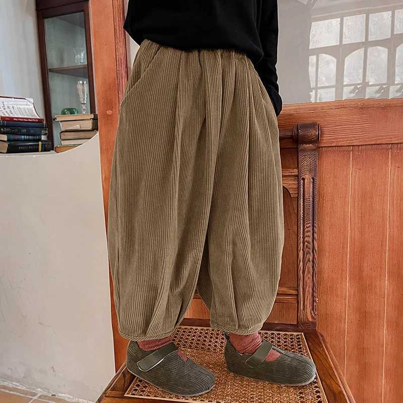 2025 New Childrens Corduroy Pants AutumnWinter Boys Corduroy Trousers 27T Girls Baby Elastic Waist Warm Harem PantsT251027