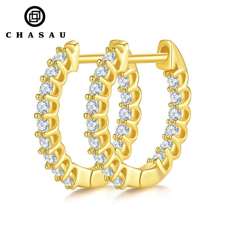 Hot Sale Classic 925 Sterling Silver 15MM 0015CT Round Moissanite Hoop Cluster Stud Earrings Statement Earrings for Women