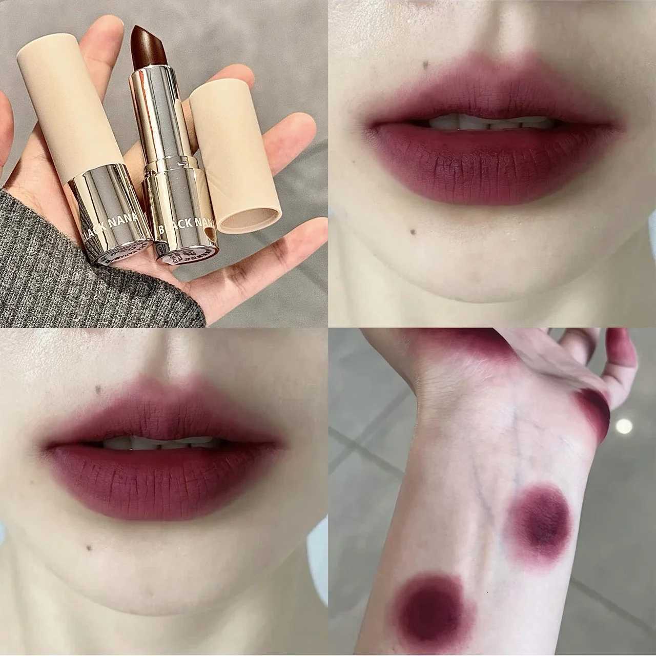 6Ccolors Matte Lipstick Crayon Milky Tea Purple Lip Tint Velvet Sexy Dark Red Lipstick Pen Nonstick Cup Lasting Brighten Makeup W251027
