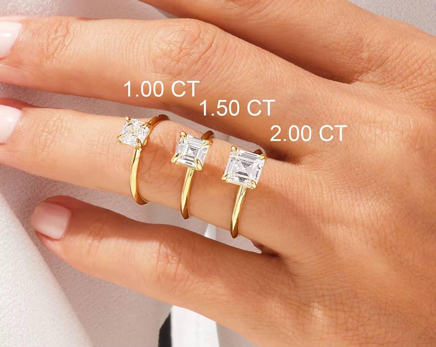 1 CT Asscher Cut Solitaire DiamondEngagement Ring 14k 18k Gold Solo Ring Promise Diamond Ring for Women