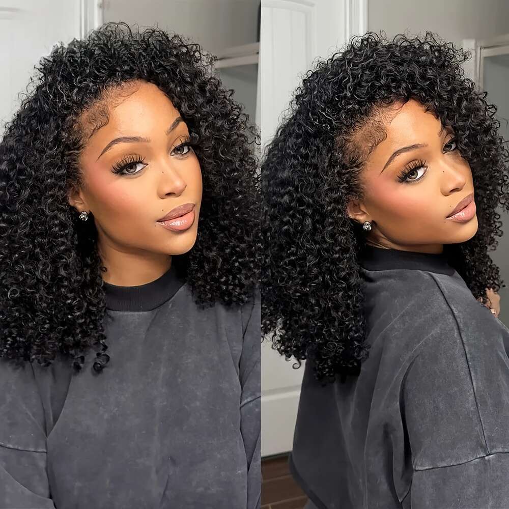 1Pc Soft Black Kinky Short Bob - Heat Resistant Up To 356°F, Natural Look Glueless With Preplucked Hairline, 180% High Density Voluminous Curly Wig Fo