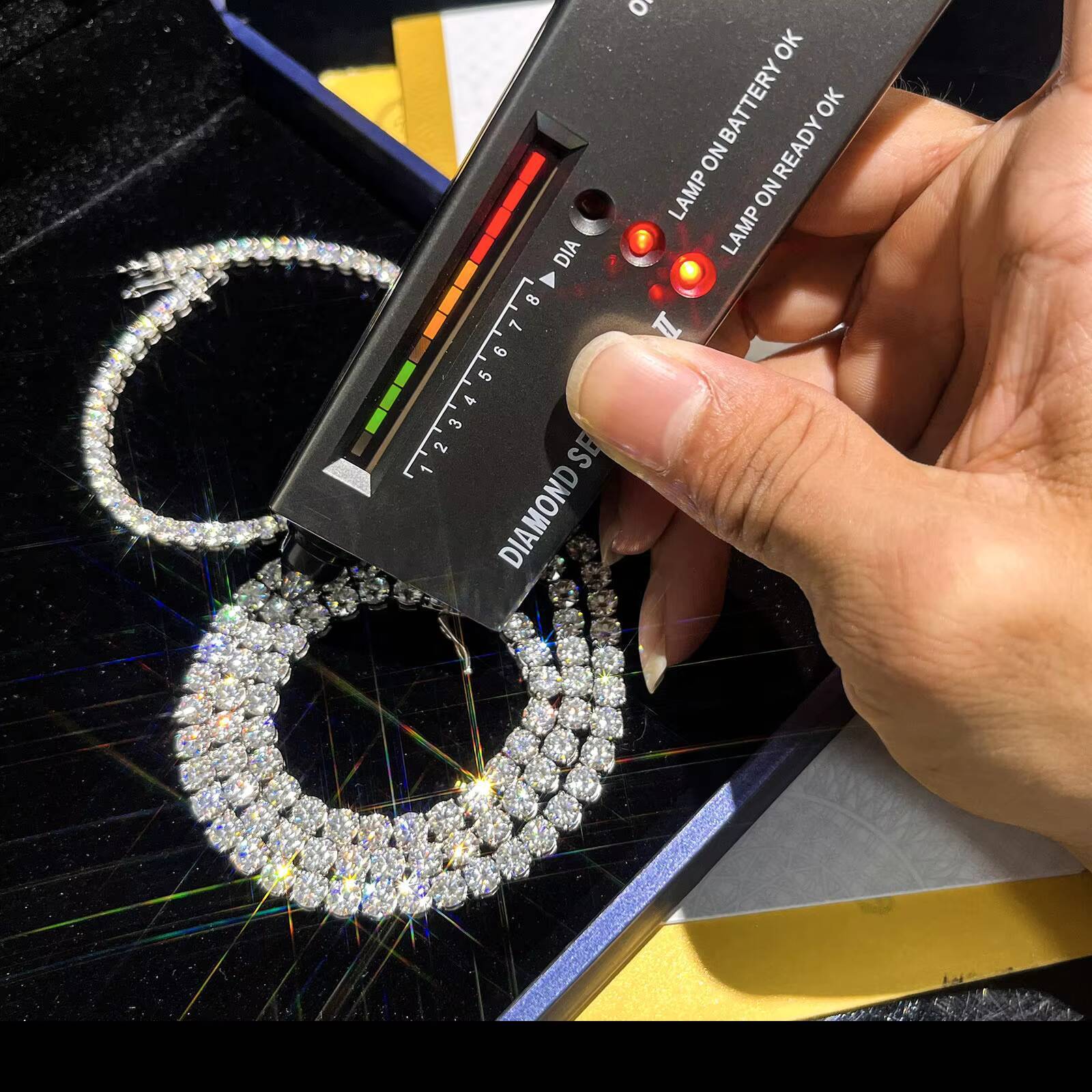 Moissanite Chain Iced Out 925 Silver Moissanite Bracelet Tennis Chain Spring Clasp VVS D Tennis Necklace Pass Diamond Tester