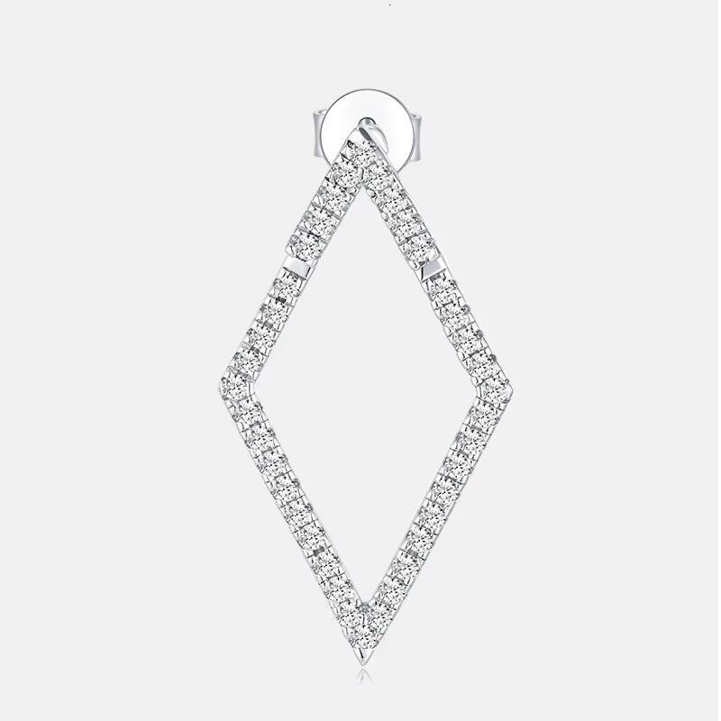 S925 Sterling Silver Rhombic Shaped Fashion Moissanite Earrings Women Fine Jewelry Gold Plated Luxury Stud Earrings