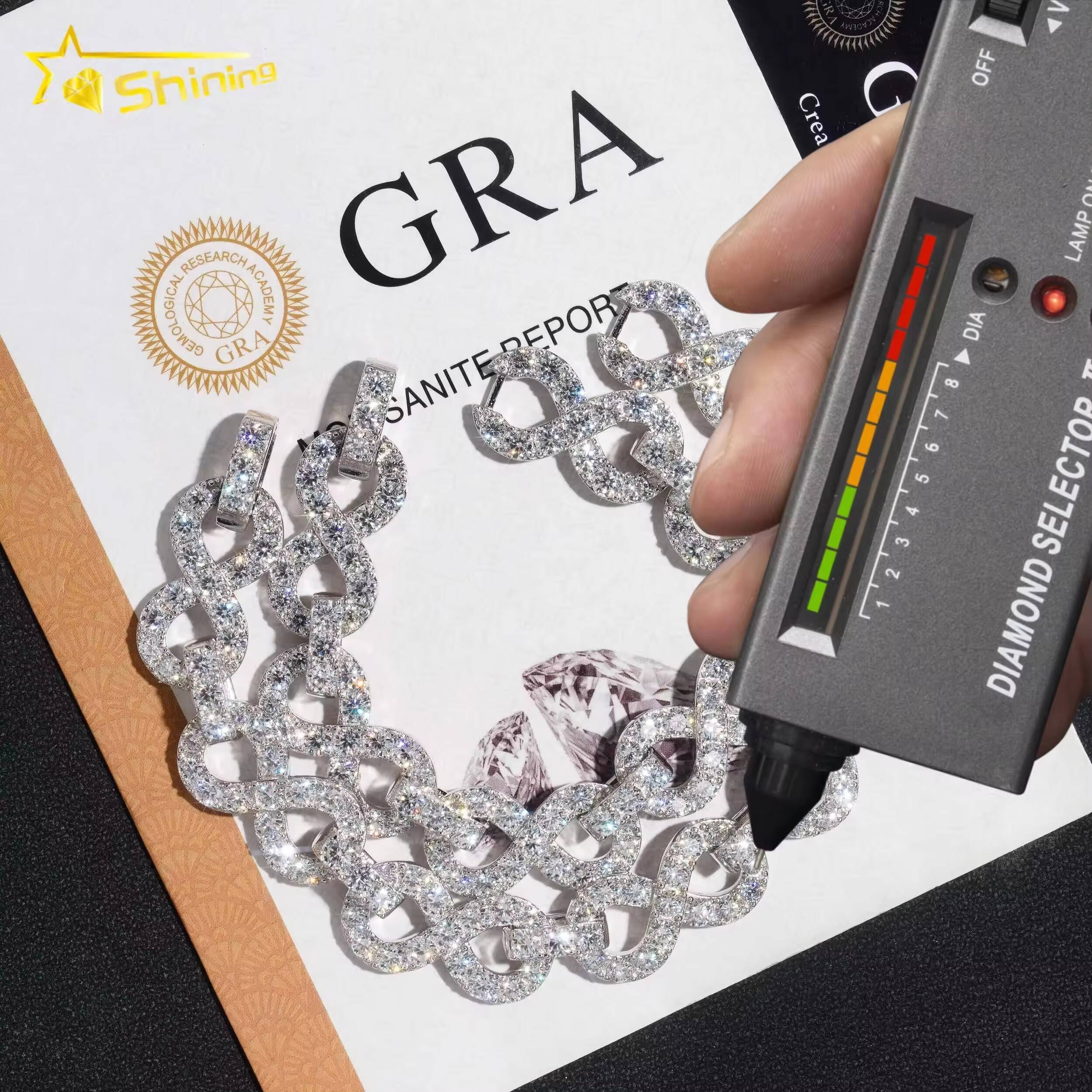 Hip Hop Jewelry Custom Design 10MM 13MM 15MM Infinity Link VVS D Color Moissanite Cuban Link Chain Necklace