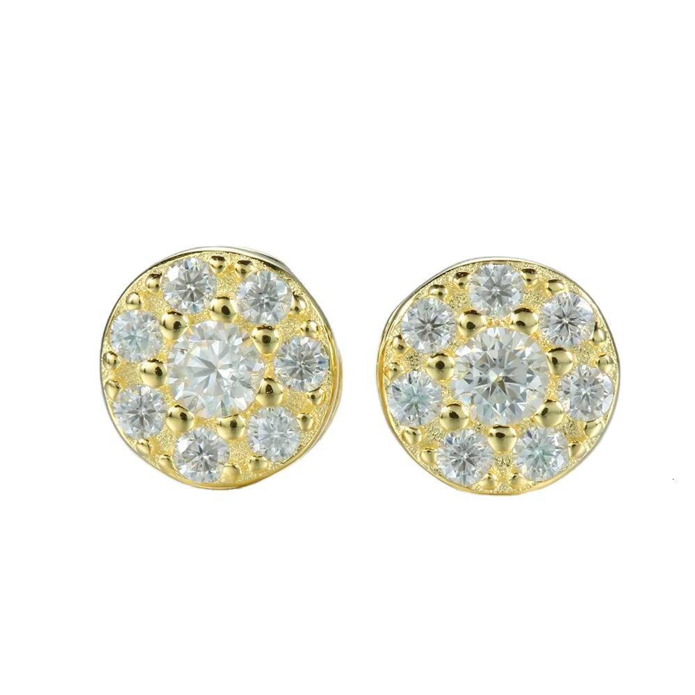 Fashion Luxury Jewelry Iced Out Earrings 925 Silver Gold Plated Pass the Diamond Test Moissanite Stud Earring for Women