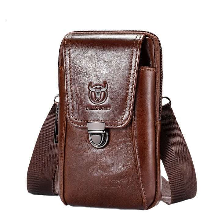 Captain Bull BULLCAPTAIN Men S Genuine Leather Single Shoulder Crossbody Inch Inch Belt Phone Waist Bag High Quality