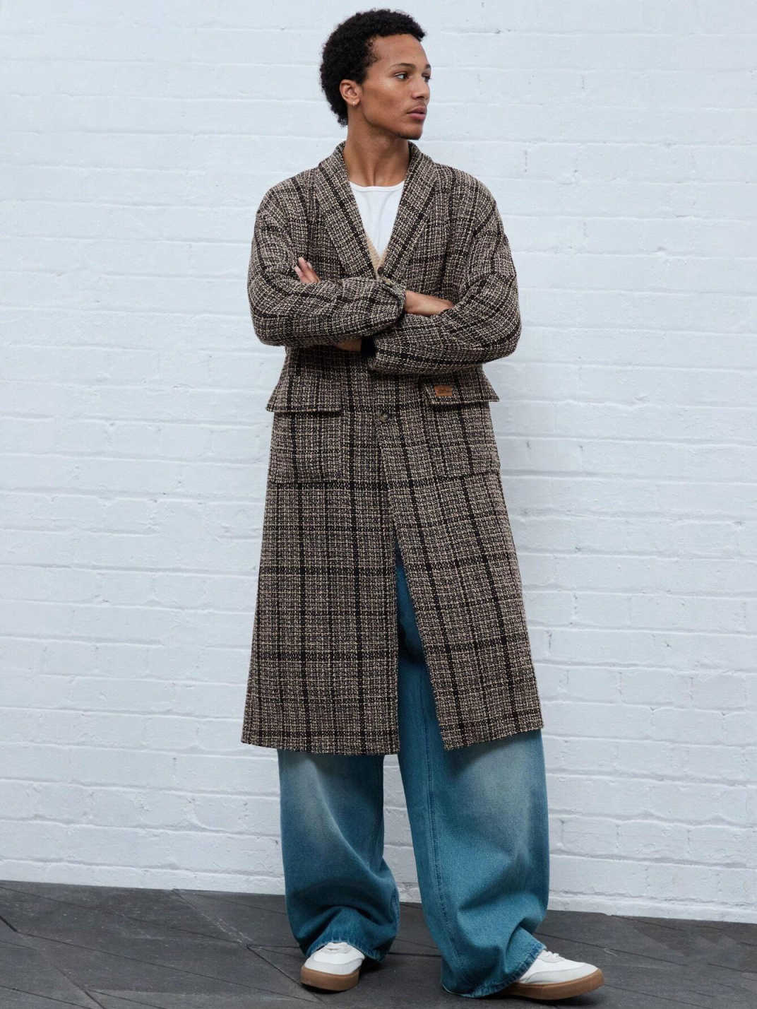 Classic Grid Men's Overcoat 1 Piece High Quality Shawl Lapel Male Coats Outdoor Commuting Office Warmth Customized