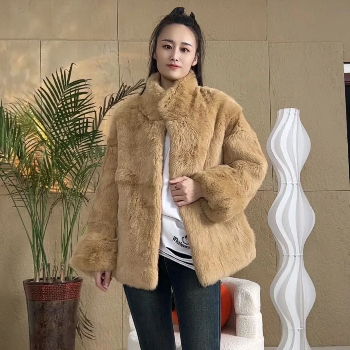 Fancy Rani Real Fur Coat Women Natural Rabbit Winter Jacket Leather And Fur Womens Long Clothing Female Outerwears With 2025 251013