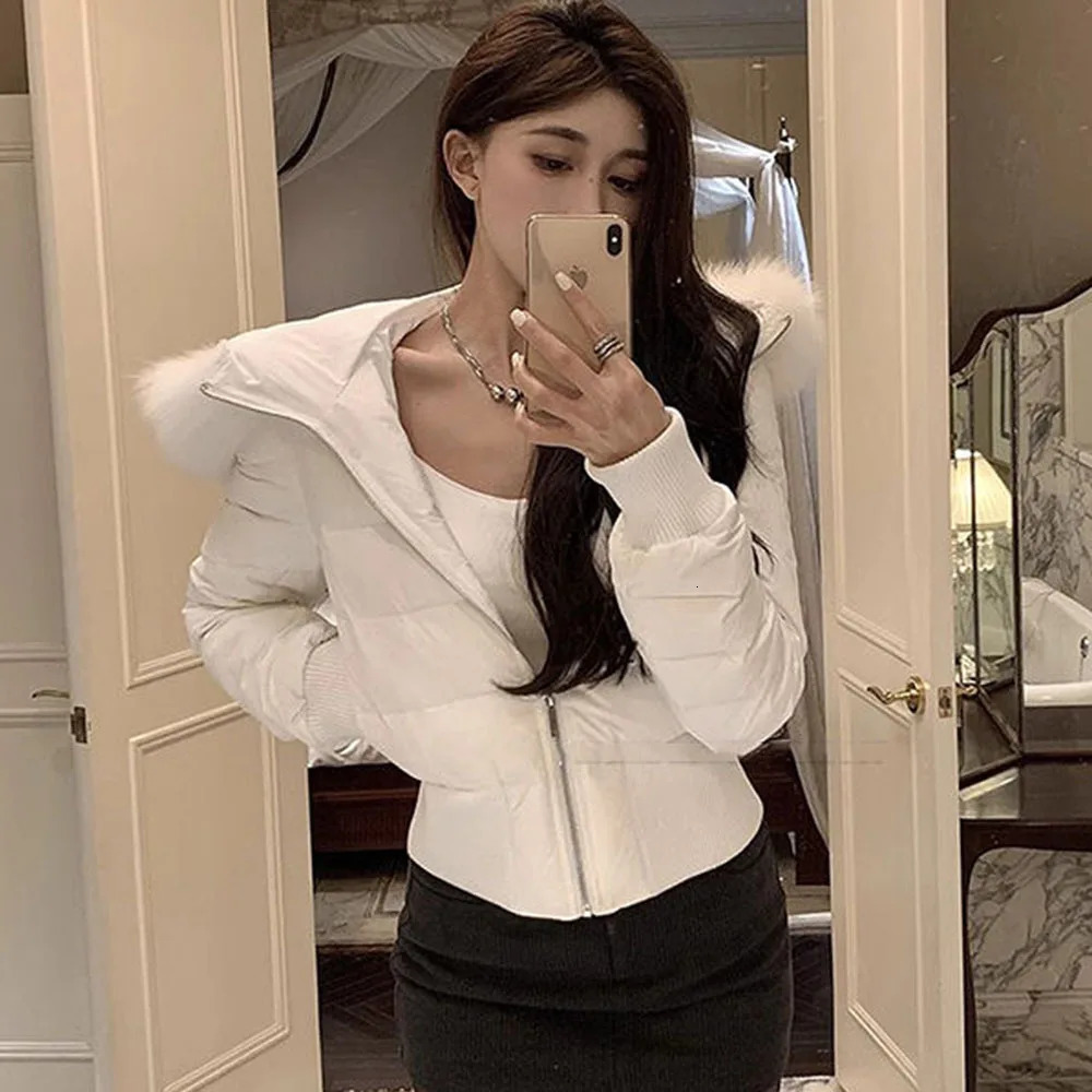 Fashion Parkas Women Short Winter Clothes Solid Fur Hooded Puffer Jacket Thicken Warm Female Cotton Padded Coat Outwear 251027