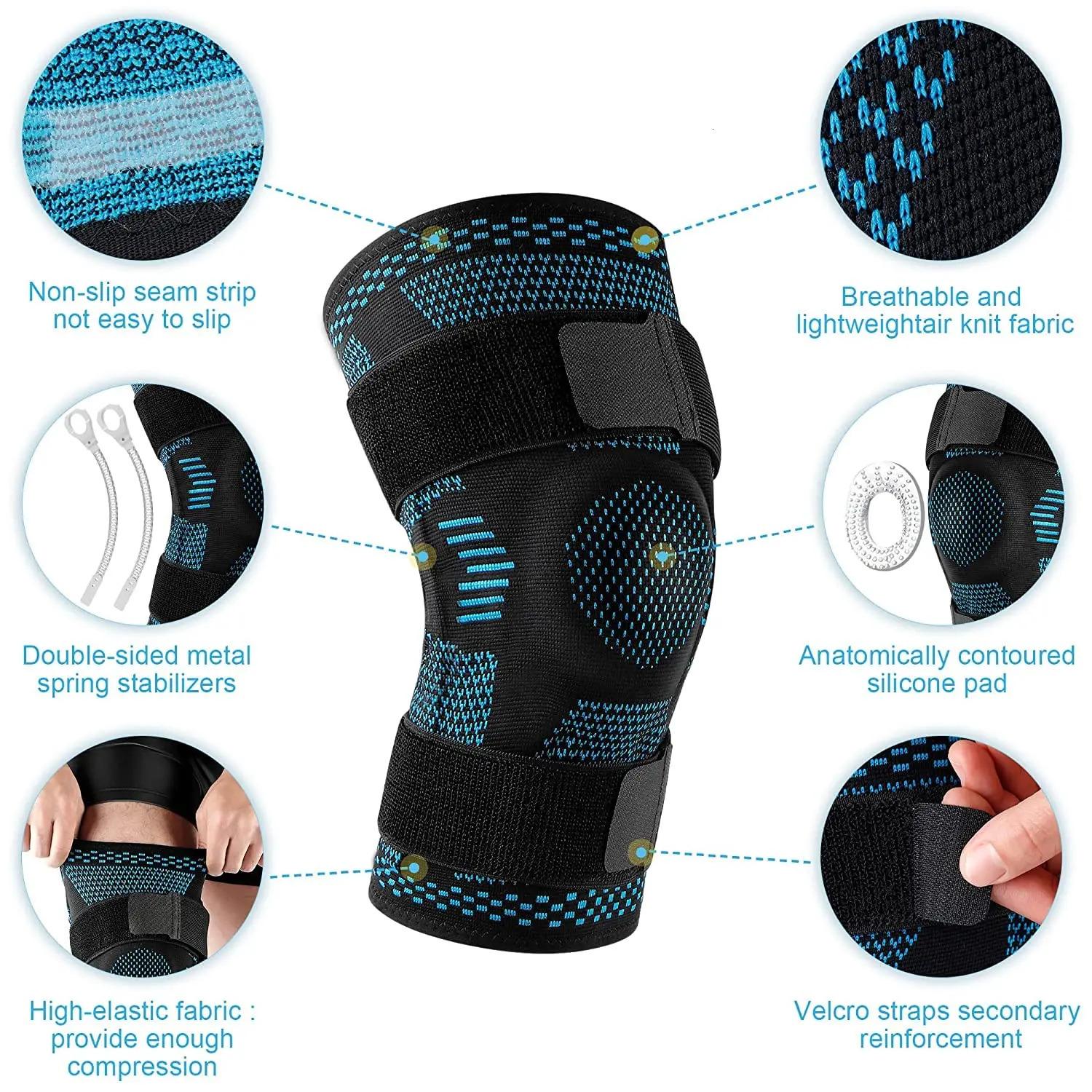 Sports Knee Pads for Knee Pain Meniscus Tear Injury Recovery with Side Stabilizers Patella Gel Knee Support Compression Sleeve 251023