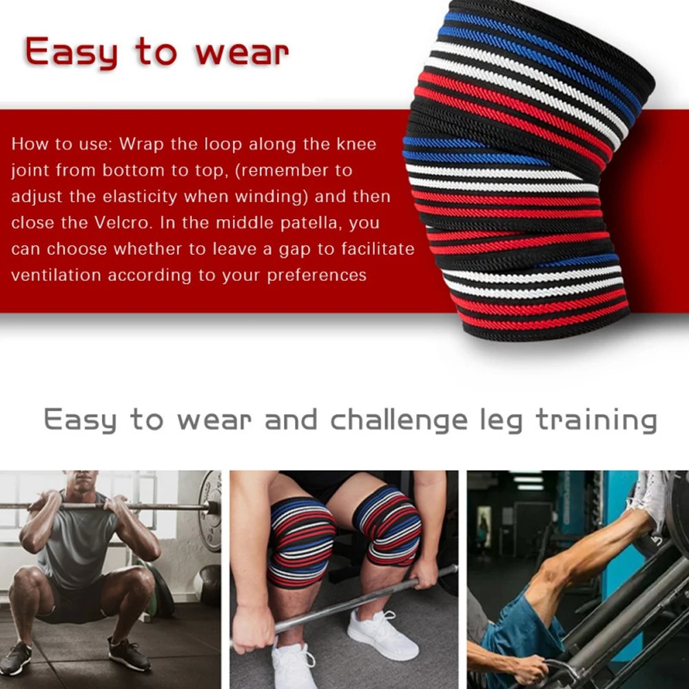 Elastic Knee Wrap Compression Bandage Adjustable Training Knee Sleeves for Cross Fitness Squats Powerlifting Weightlifting 251023