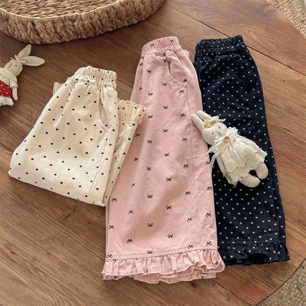 Baby Girls Autumn Pants 29 Years Heart Bowknot Printed Girls Trousers Simple Elastic Waist Kids Baby Girls Straightleg PantsT251027