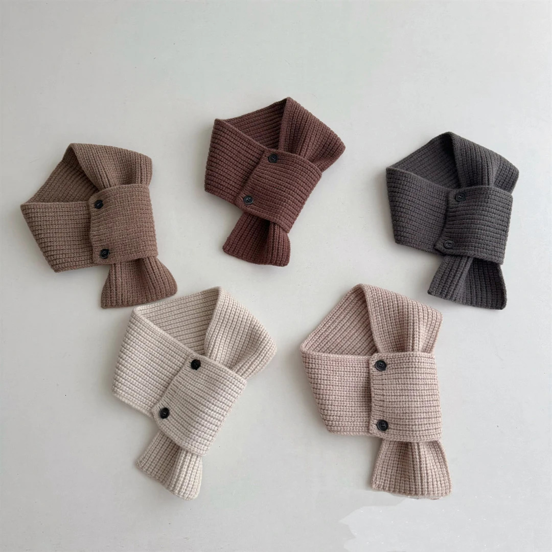 Winter Knitted Scarf for Baby Solid Color Kids Crochet Neck Warmer Scarves Simple Children Cross Neckerchief 251027