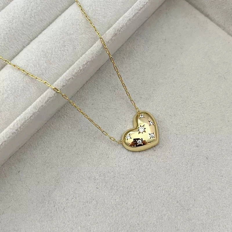 Simple Metal Golden Color Heart Pendant Necklace For Women Fashion Jewelry 251023