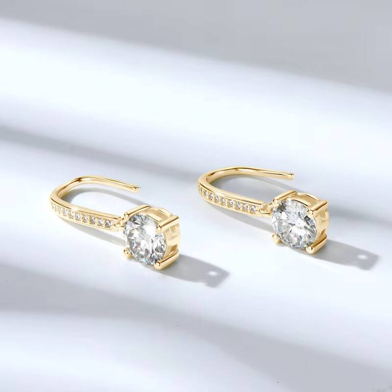 Wedding Engagement Party Jewelry Sparkling 925 Sterling Silver 65mm Moissanite Dangle Earrings for Women