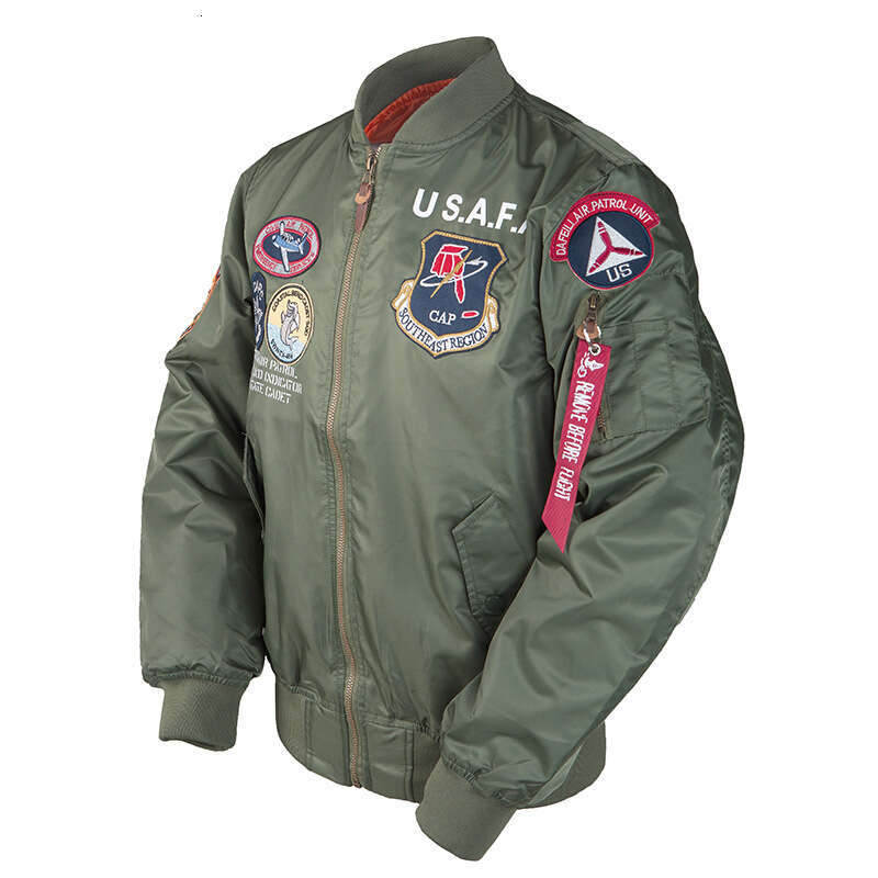 2025 New Trendy American Men's Spring and Autumn Thin MA-1 Air Force Pilot Jacket with Badge Embroidery Functional Style Coat