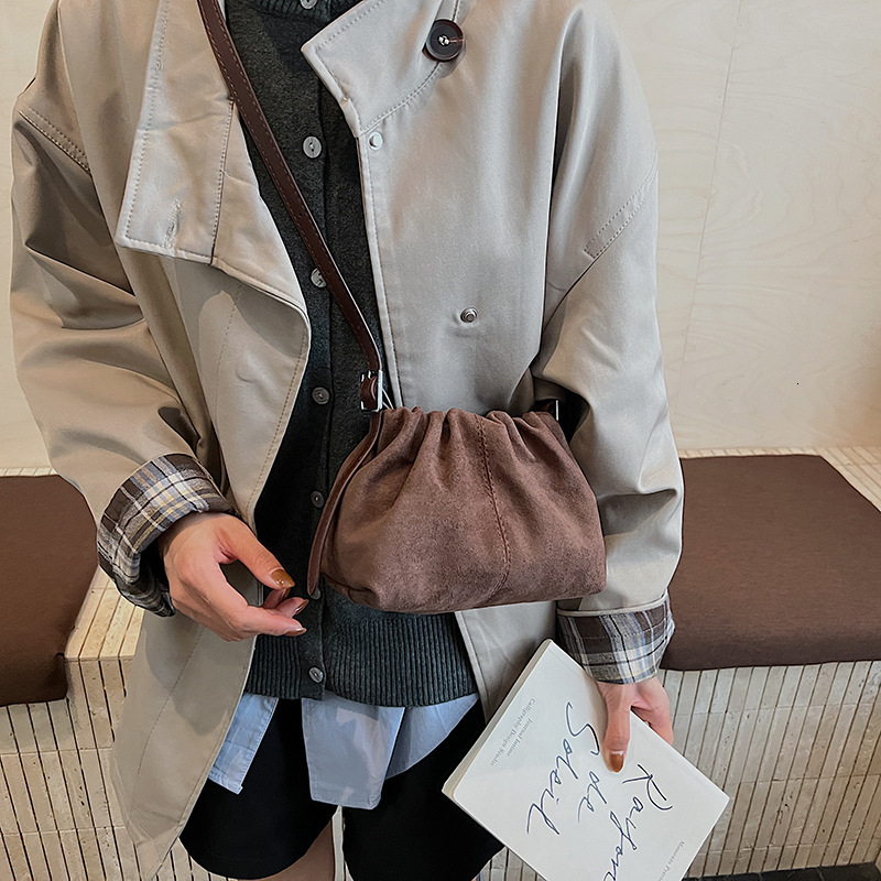 Free shipping designer bag Pleated Cloud Bag New Matte Dumpling Bag Suede Single Shoulder Handbag Crossbody Bag