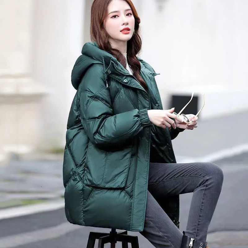 CottonPadded Womens Korean HighGrade Long Down Cotton Coat Thicke Warm Hooded Parker Overcoat Female Casual Padded Jacket 251027
