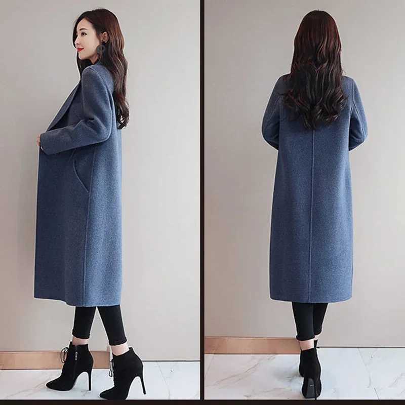 Winter Women Retro Style Versatile Orange Red Beige MidLong Coat Jackets Lady Korean Version Comfortable Thermal Woolen Coat M251027