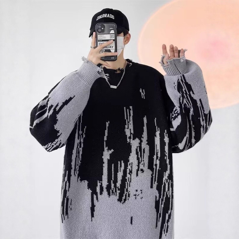 New American Style Sweater For Men Spring Designer Sweater And Autumn Niche Loose Fit Lazy Design Versatile Knitwear Korean Style Jacket