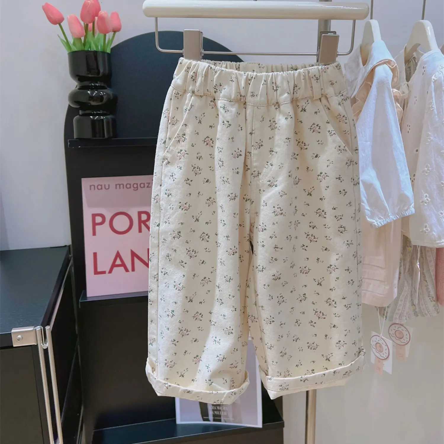 Baby Girls Pants Floral Loose Casual Fashion Straight 2024 Autumn New Pastoral Style Childrens PantsT251027