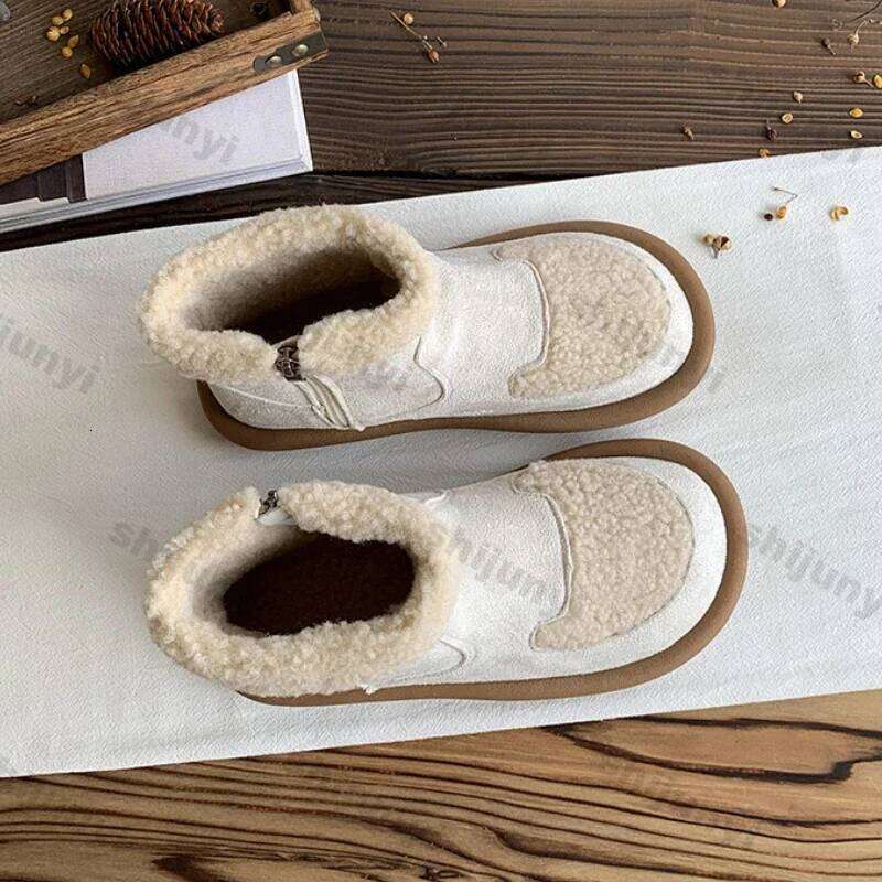 Women Retro Flats Suede Ankle Boots Winter New Trend Flat Warm Cotton Shoes Female Casual Walking Cozy Non-slip Botas
