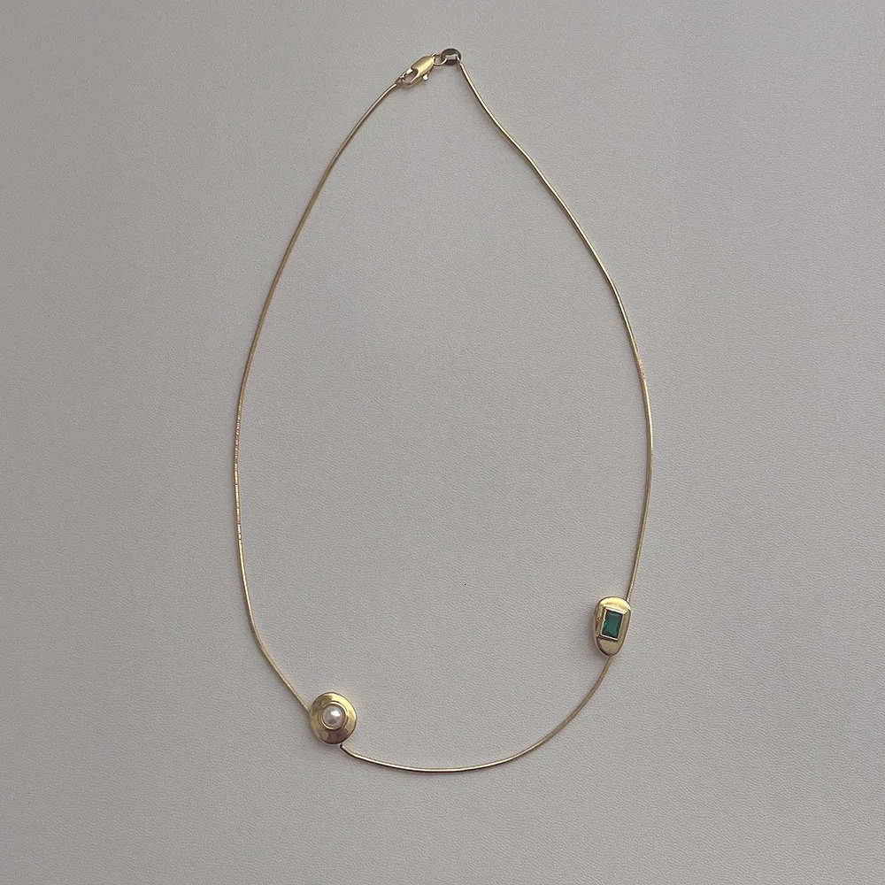 SimpleNiche Metal Zircon Pearl Necklace HighEnd Feel Lightweight Versatile Clavicle Chain Necklace 251023