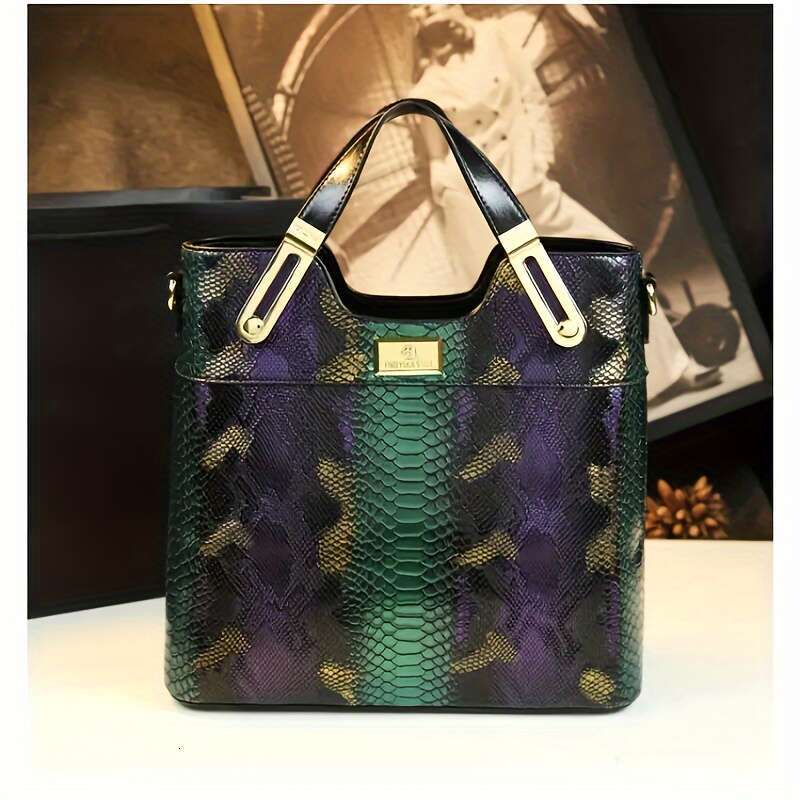 Crocodile Print Tote, Large Capacity Satchels, Women's Vintage Crossbody Shoulder Bags And Totes