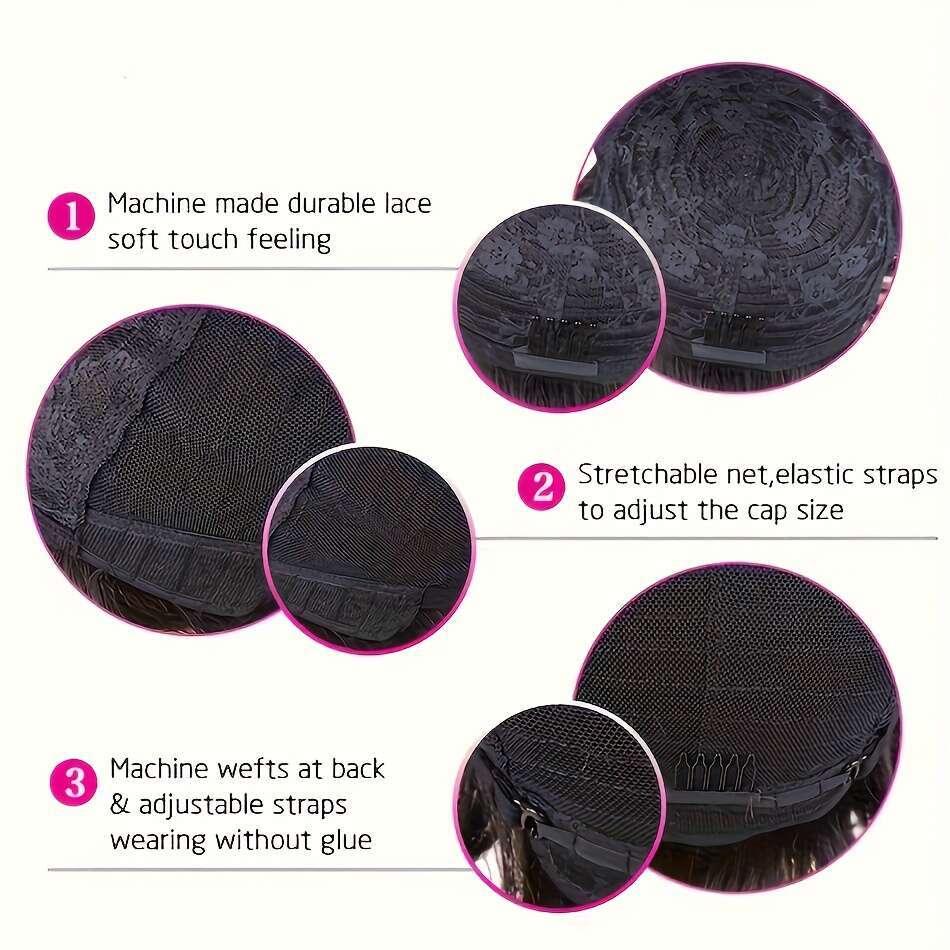 Women's Virgin Human Pixie Cut - Glueless Layered Curly Wavy With Bangs, Natural Black 180% Density Rose Net Cap, Elegant Short Hair Wig For Wome