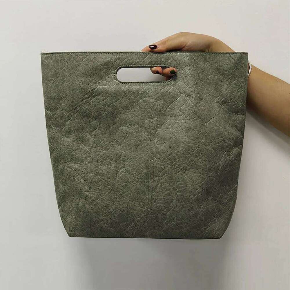 Vintage Designer Tote Simple Large Handbag Women Kraft Paper Women's Waterproof Portable Casual Bag Commuting