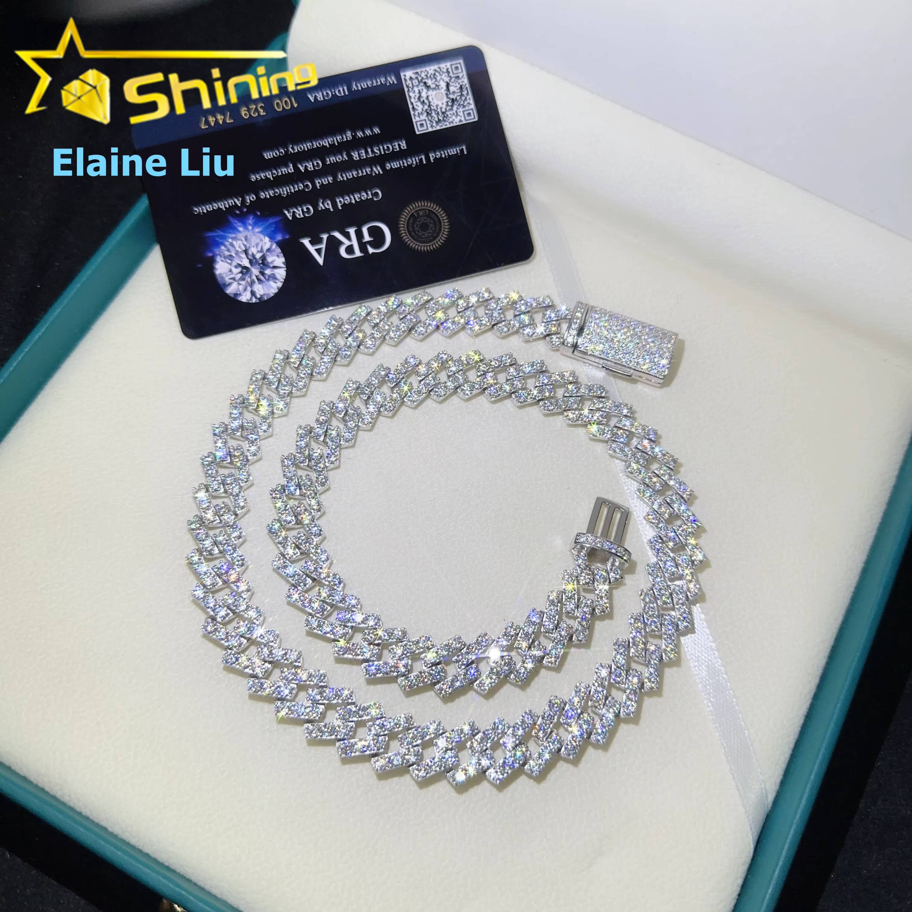 VVS Moissanite Diamond 925 Sterling Silver 126MM Iced Out Custom Moissanite Hip Hop Jewelry Miami Cuban Link Chain Necklace