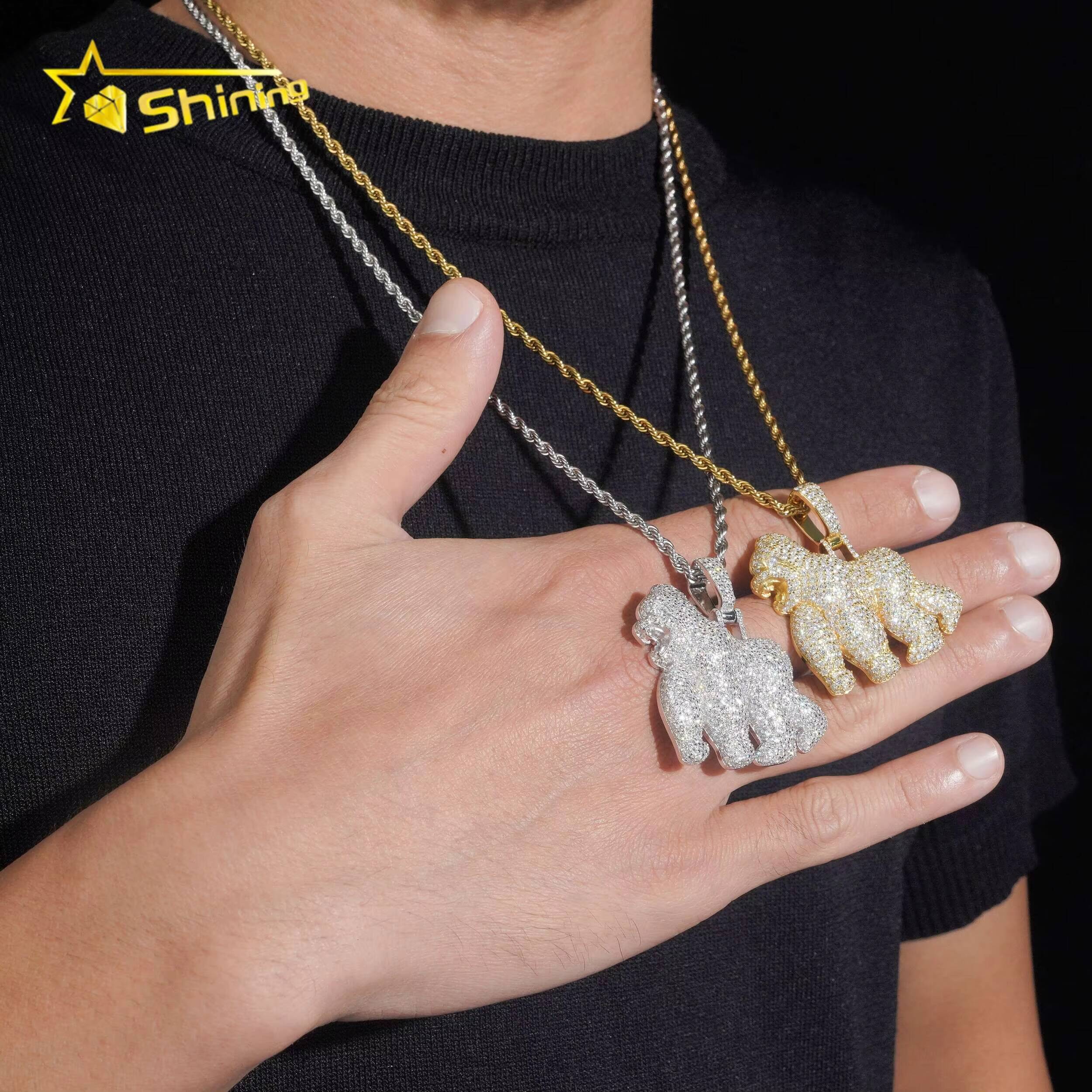 Iced Out Animal Moissanite Charm 925 Sterling Silver Gold Plated Pass Diamond Test Moissanite Pendant Hip Hop Jewelry