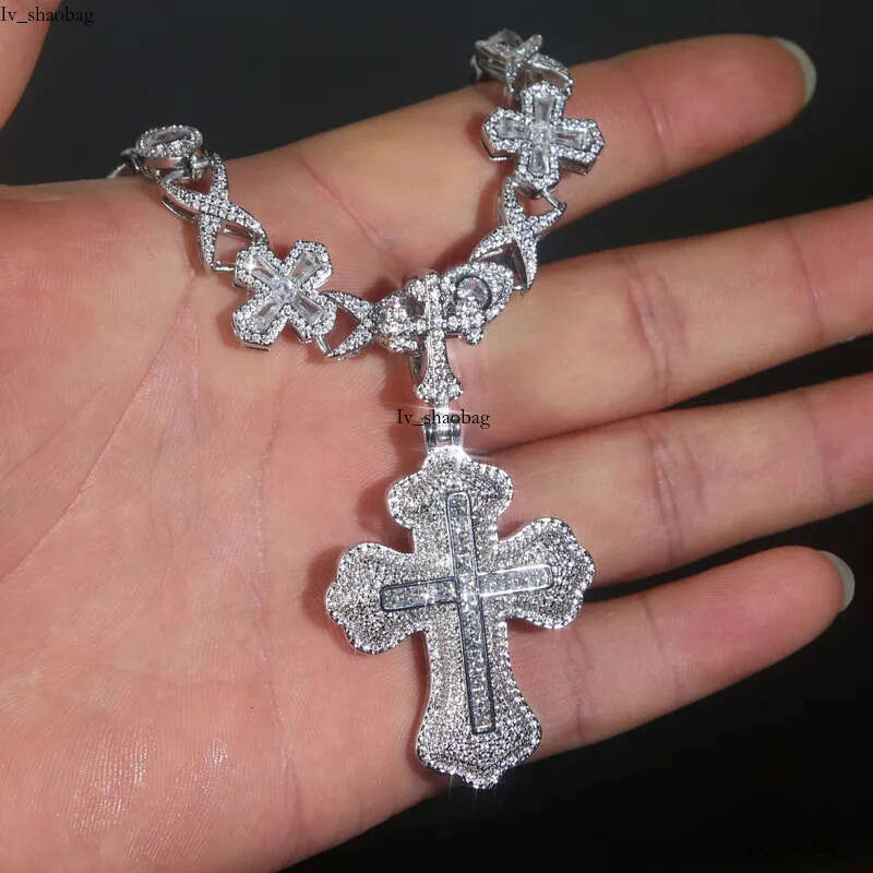 Hip Hop Pendant with Eye Cross Cuban Chain Necklace 5A Zircon Mens Jewelry aaa