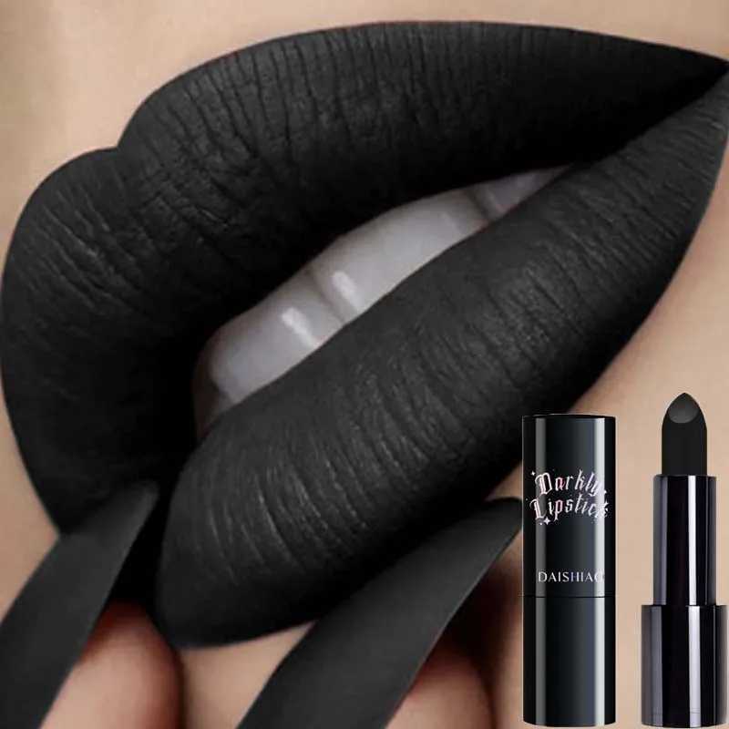 Halloween Dark Night Lipstick Waterproof and Longlasting Black Dark Purple Matte Lipstick Makeup Lip Cosmetics W251027