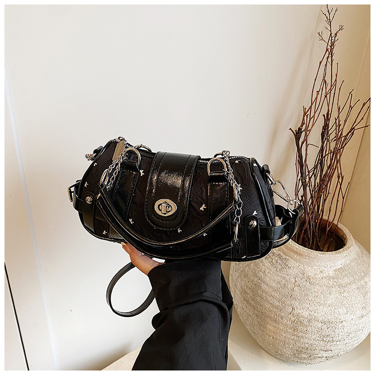 Free shipping designer bag High-end Spliced Chain Handbag New Fashion Motorcycle Shoulder Bag Large Capacity Commuter Crossbody Bag