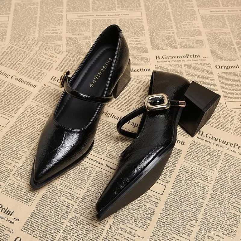 Vintage Pointed Toe Women Mary Jane Shoes Fi Shallow Buckle Shoes Spring Autumn Ladies Comfort Outdoor Low Heel ShoesXJ251027