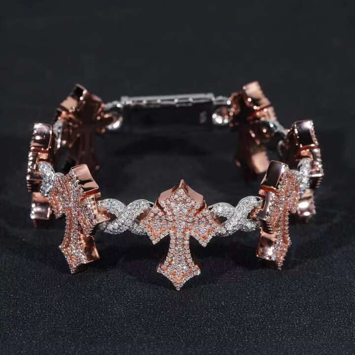 Fashion Fine Jewelry Sterling Silver 925 Vvs Moissanite Lab Diamond Hip Hop Iced Out Jewelry 12mm Cuban Link Chain Bracelet Men