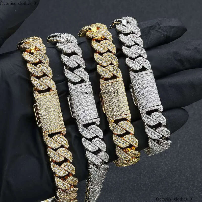 NUOYA 14MM Miami Cuban Link Chain Necklace Custom Iced Out Dia Sier Plated Hip Hop Jewelry