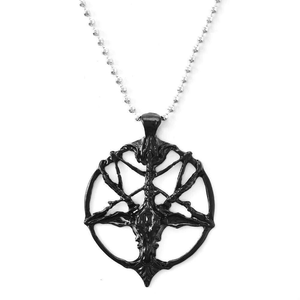 Fashion Vintage Women Men Pentagram Pan God Skull Goat Head Pendant Chain Necklace Jewelry