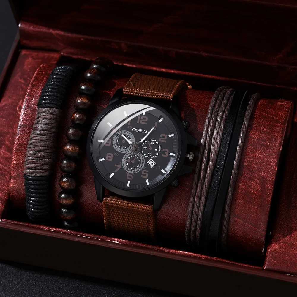 41Pcs Set Luxury Watches Men Sports Watch Leather Band Watches Bracelet Set Mens Business Quartz Wrist Watch Clock no BoxT251027