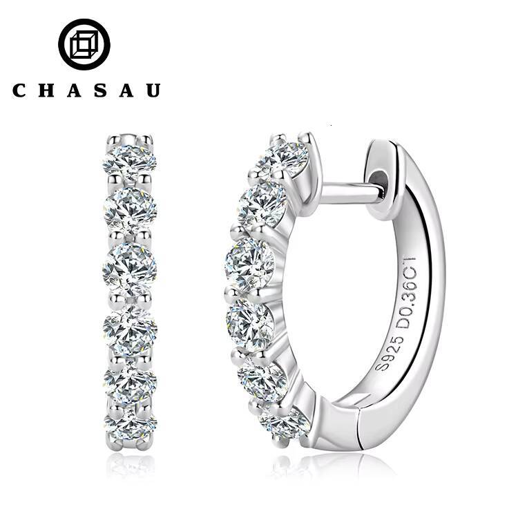 Sterling Silver 925 25mm 006CT Moissanite Sterling Silver Delicate Classic Huggie D Color Clip Earings for Women
