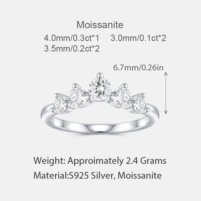 Factory Wholesale Classic Round Moissanite Ring 925 Sterling Silver Plating Suitable for Daily Dating and Wedding Gemstones Ring