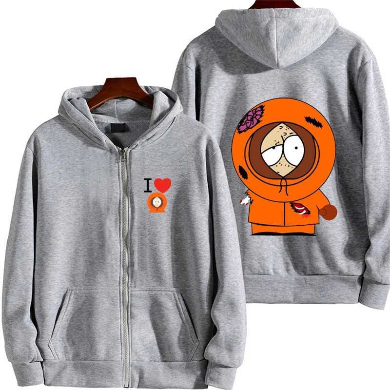 New Fashion South Park Cartoon Anime Mens Warm and Windproof Hoodie AutumnWinter Womens Zipper Sweatshirt Couples Coat W251027
