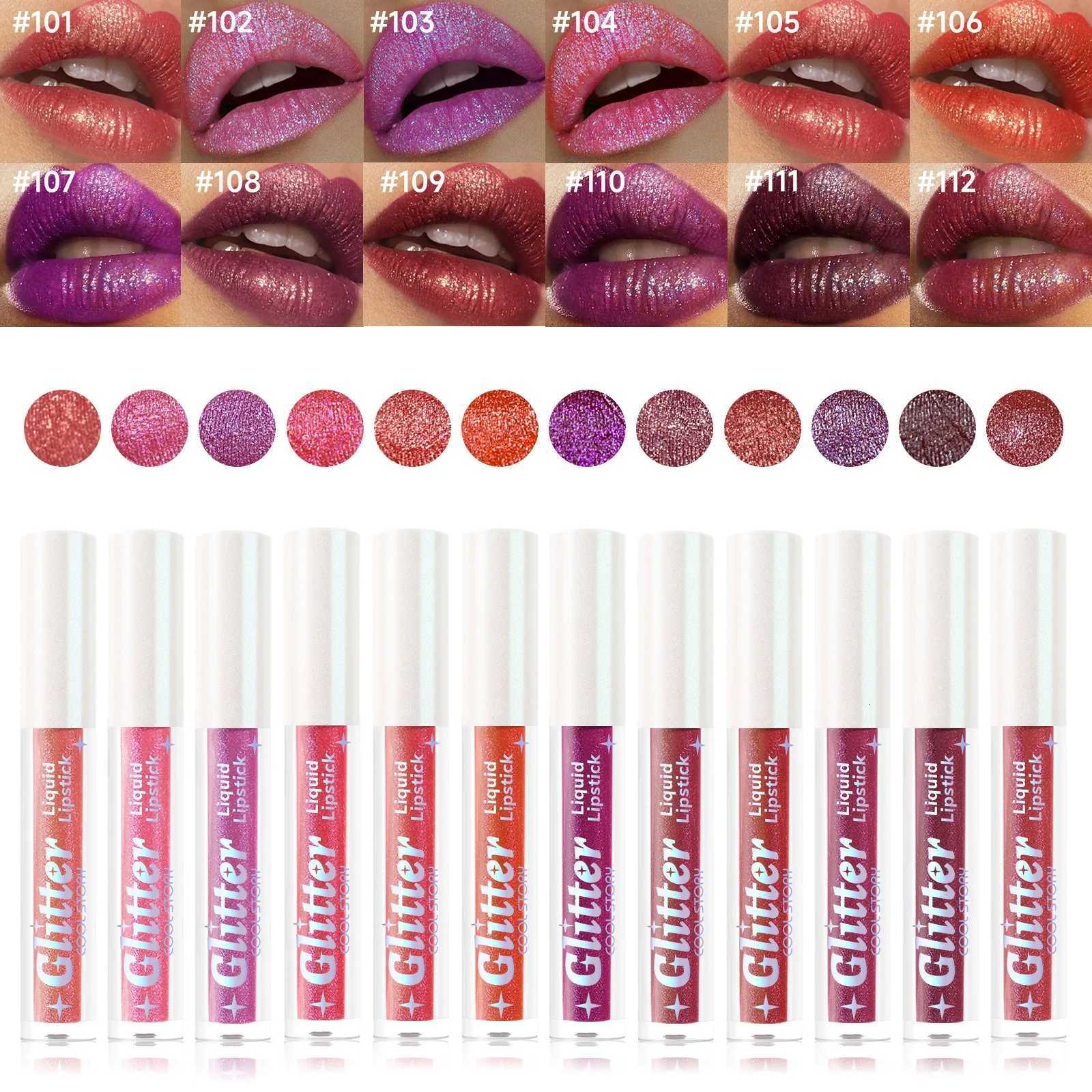 PC Sexy Color Glitter Lipstick Flash Lasting Easy Color Diamond Lip Tint Shiny Metallic Lip Makeup Gifts for Women Cosmetics W251027