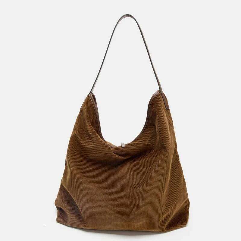 CORDUROY EFFECT TOTE Bag, Designer Hobo Bag For Ladies, Women's Fashionable Large Handbag With Top Handle