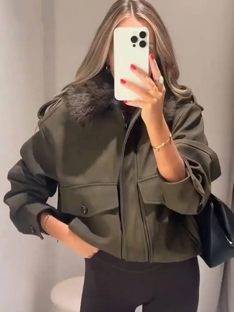 winter jacket women HH Women Fashion Faux Fur Lapel Coats Vintage Solid Long Sleeve Zipper Jackets With Pockets Autumn Winter Casual Warm Outwear